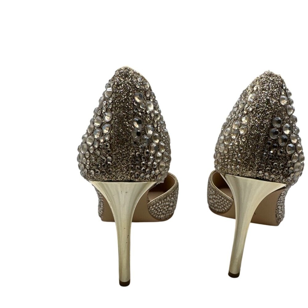 Gianni Bini Size 7 Stylist Classic Gold Rhinestone Studded Stiletto Heels - Picture 9 of 12
